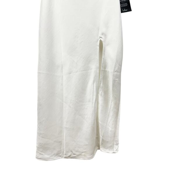 Lulus Beyond Classy White Satin Halter Midi Slip Dress size Small NWT - Picture 6 of 8